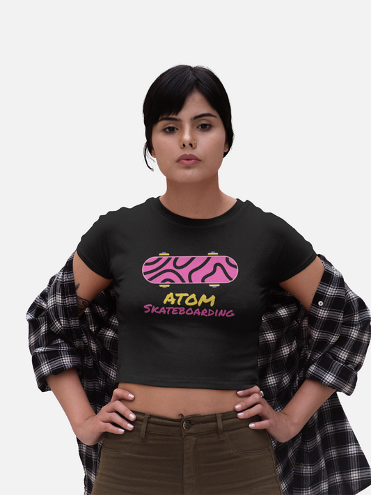ATOM Skateboarding Black Crop Top For Women