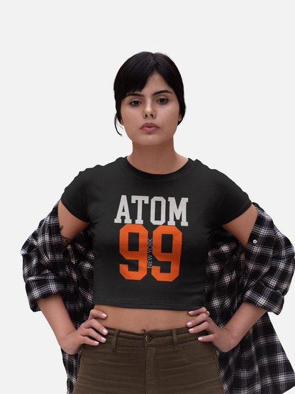 ATOM 99 Orange Signature Black Crop Top For Women