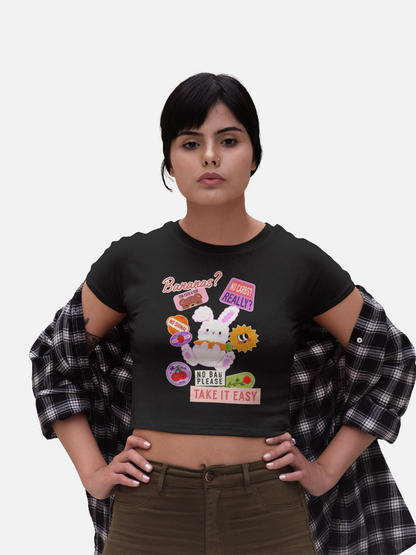 Take It Easy Black Crop Top For Women