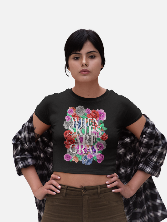 When Skies Are Grey Black Crop Top For Women