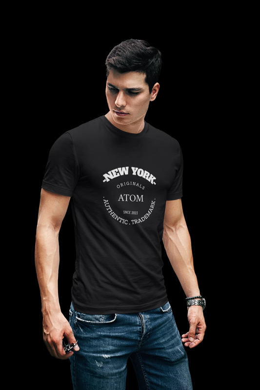 Supima Cotton ATOM Authentic Trademark Black T-Shirt For Men