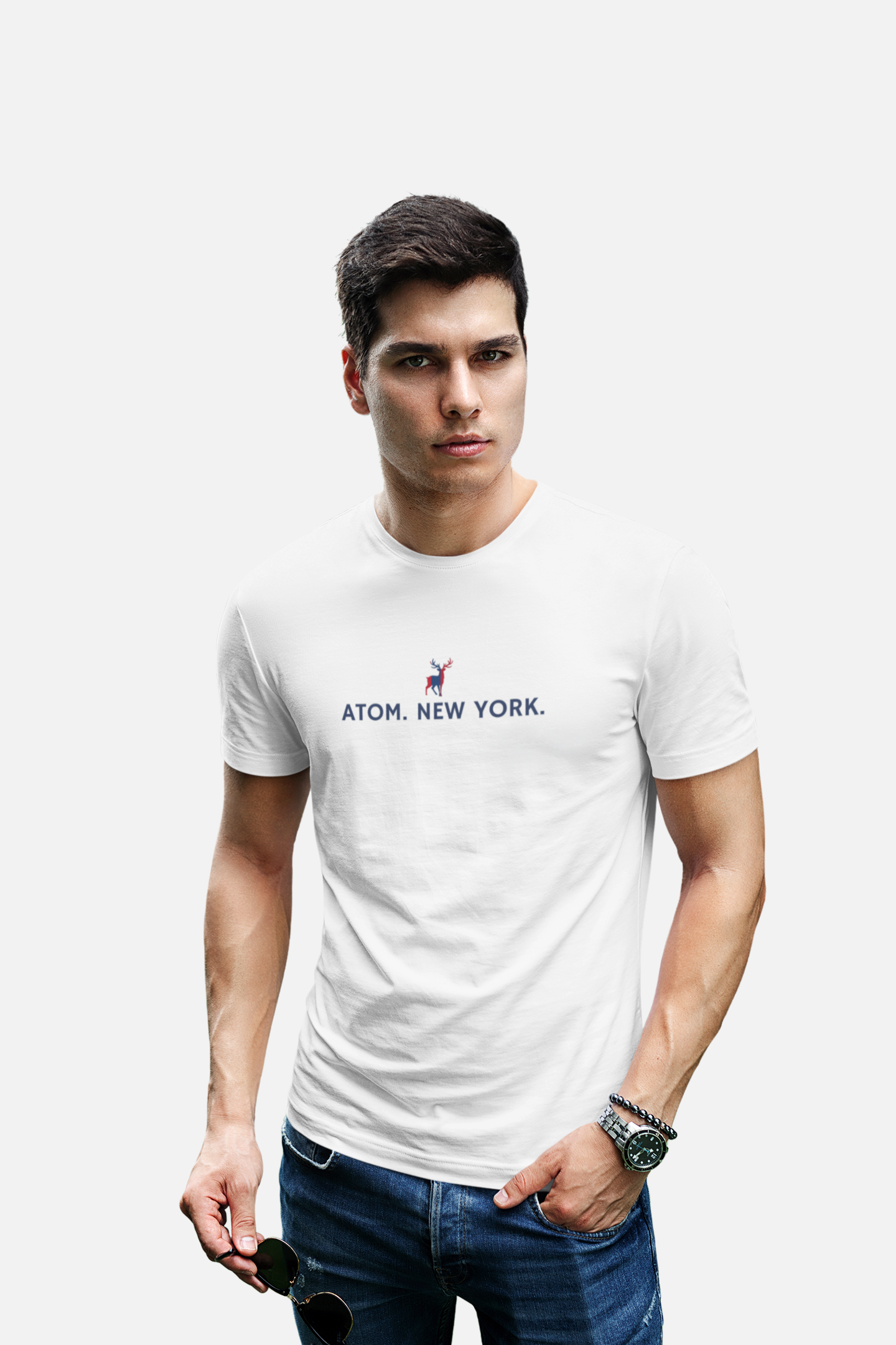 ATOM Signature Coloured Mascot White T-Shirt For Men