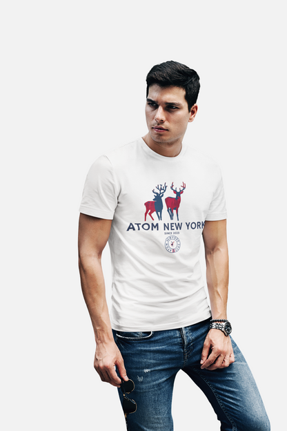 ATOM Signature Mascot Family White T-Shirt For Men