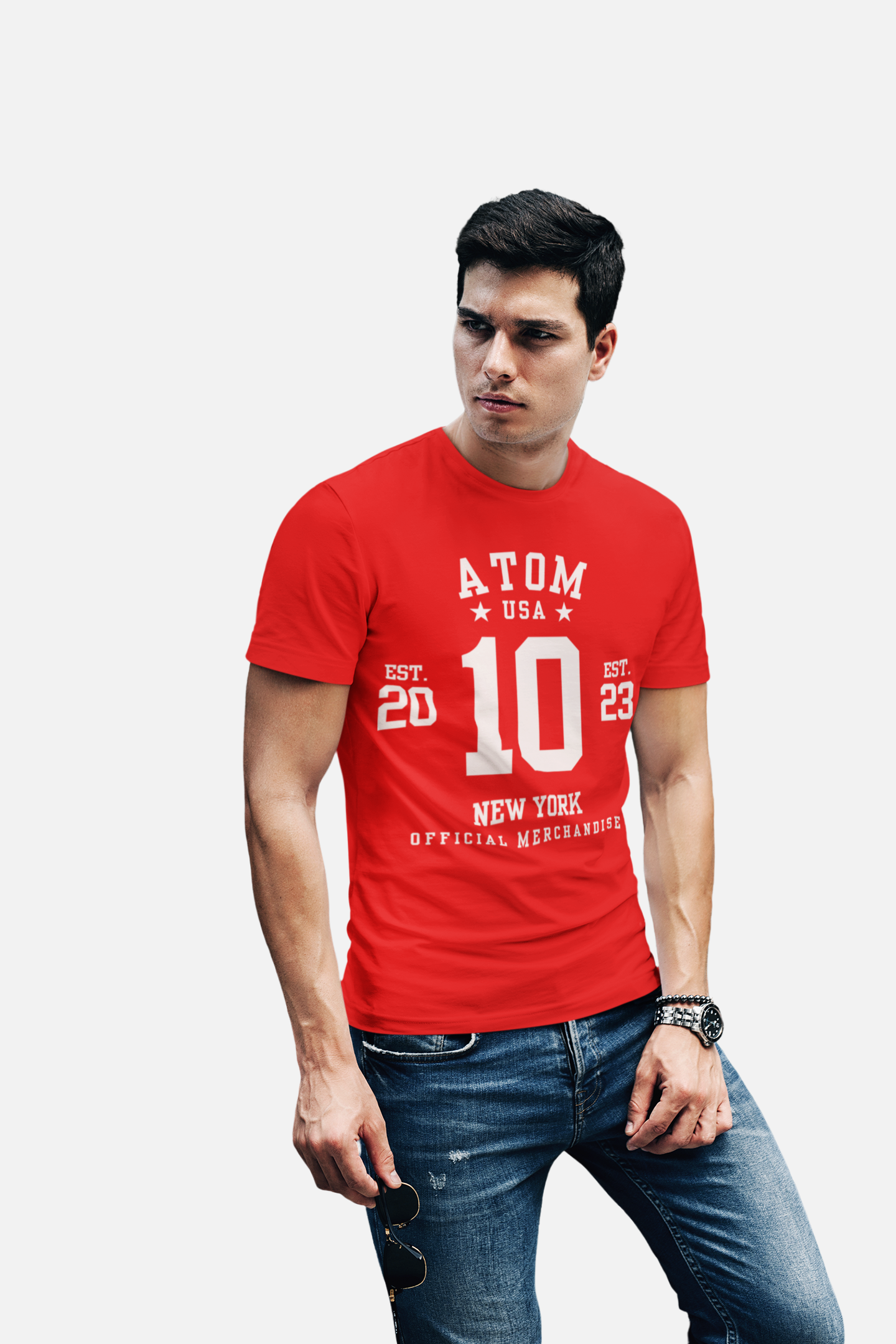 ATOM Signature New York Official Merchandise Red T-Shirt For Men