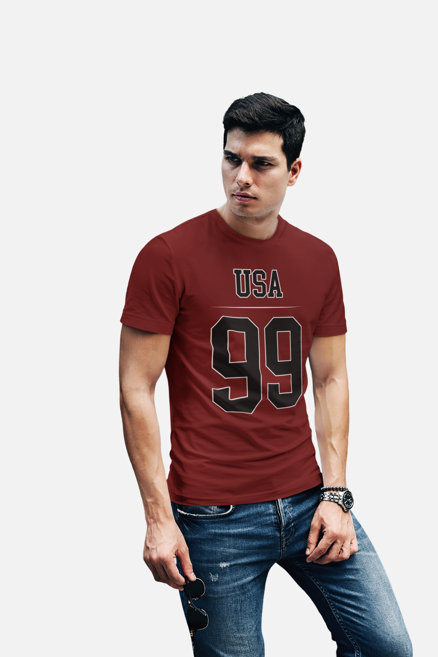 ATOM Signature USA 99 Maroon T-Shirt For Men