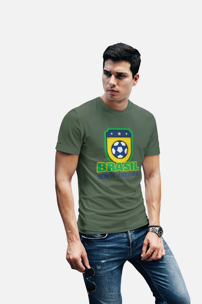 ATOM Signature Brasil Soccer Theme Olive Green T-Shirt For Men