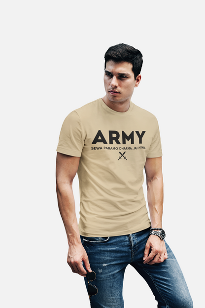 ATOM Signature Indian Army Beige T-Shirt For Men