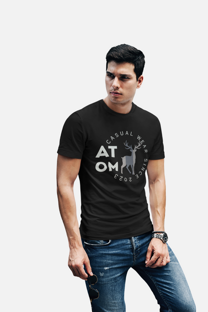 ATOM Signature Casual Wear Since 2023 Black T-Shirt For Men