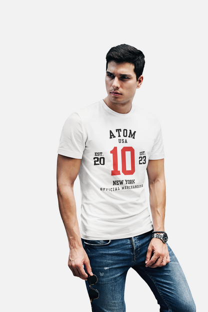 ATOM Signature Red No 10 White T-Shirt For Men