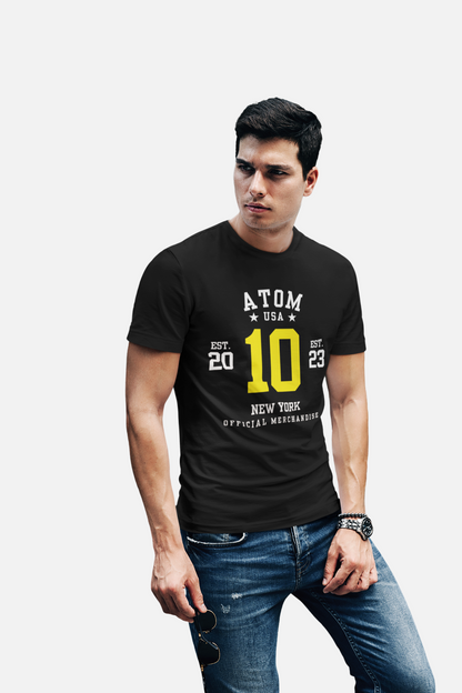 ATOM Signature Yellow No 10 Black T-Shirt For Men