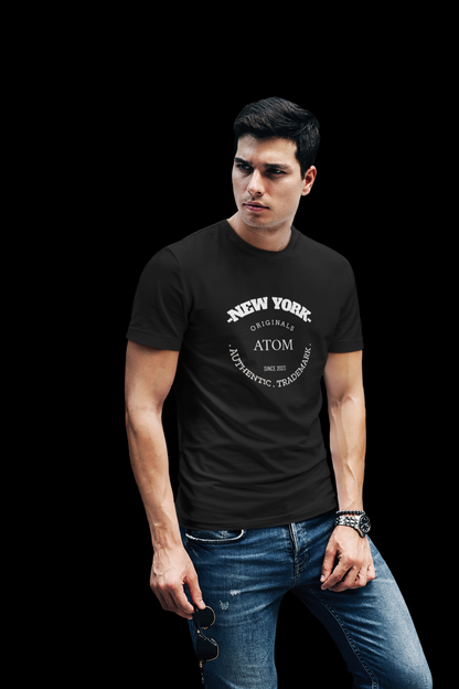 Supima Cotton ATOM Authentic Trademark Black T-Shirt For Men