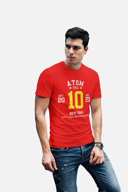 ATOM Signature Yellow No 10 Red T-Shirt For Men