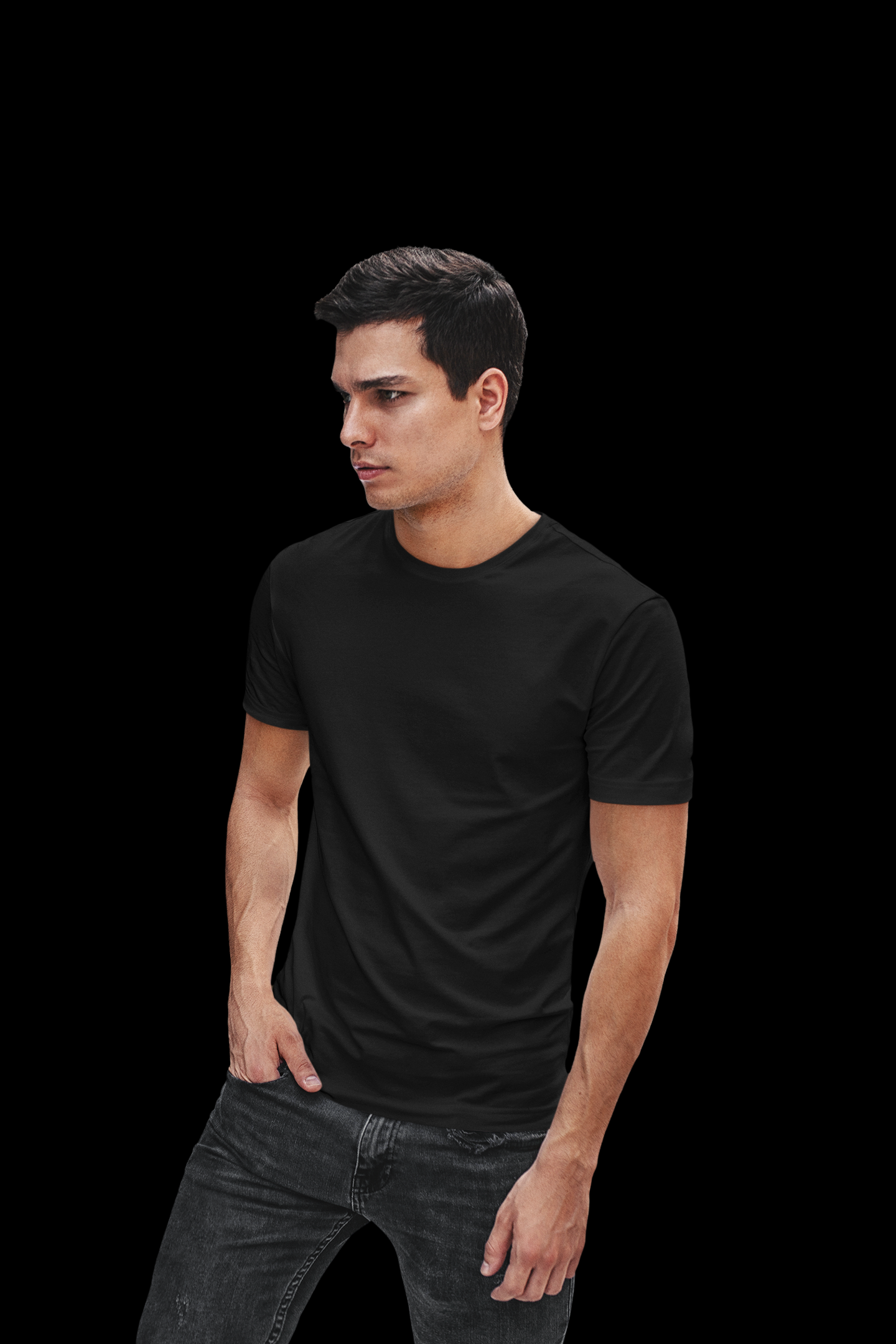 Supima Cotton Quiet Luxury Pitch Black T-Shirt For Men