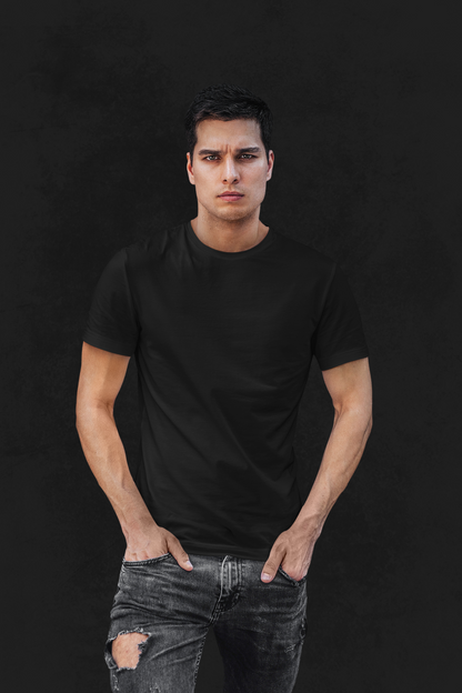 Supima Cotton Quiet Luxury Pitch Black T-Shirt For Men