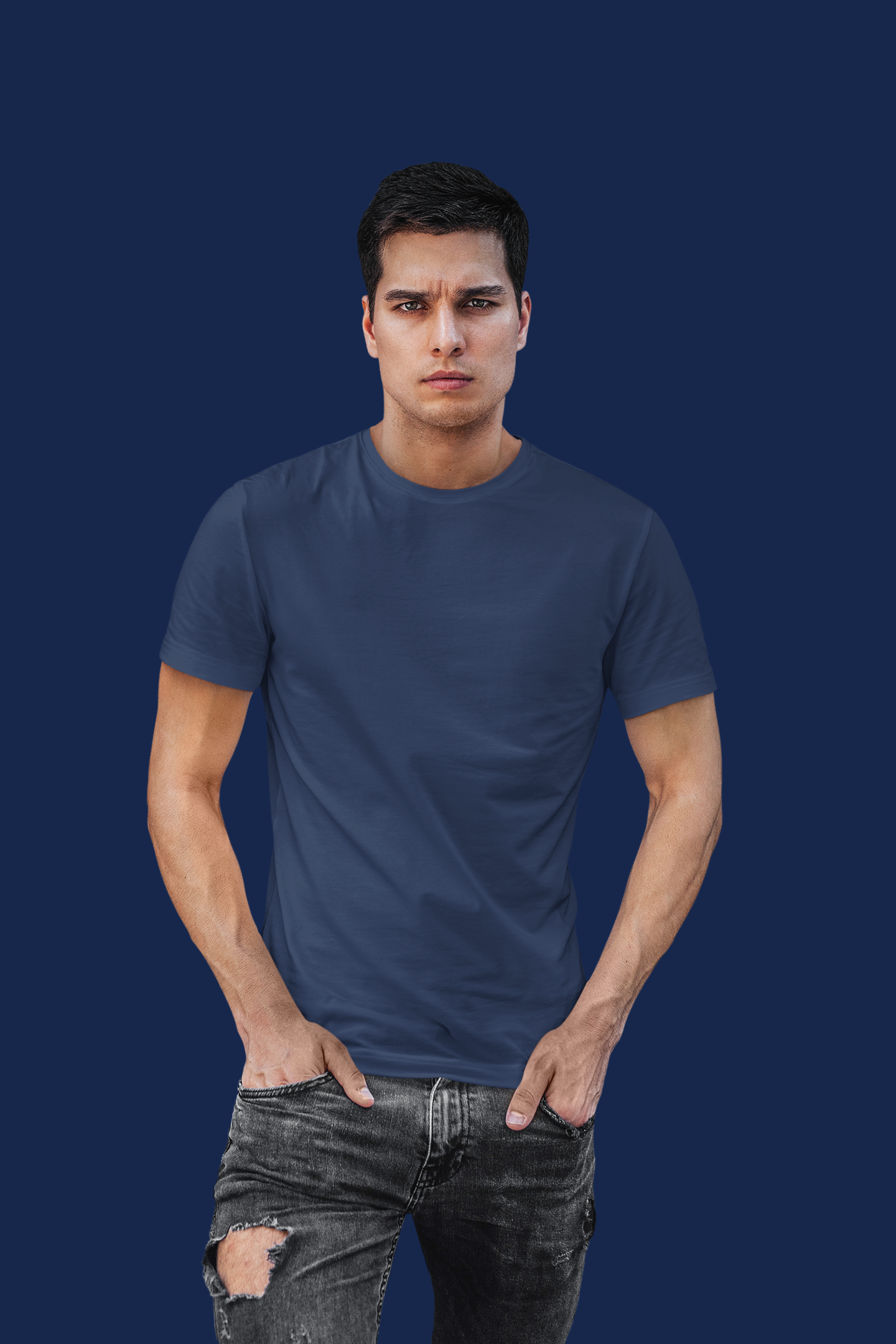 Supima Cotton Quiet Luxury Navy Blue T-Shirt For Men