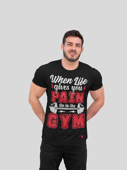 When Life Gives You Pain Black Pure Cotton T-Shirt For Men | Tarun Kapoor Collection