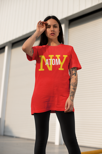 French Terry NY ATOM Red Unisex Oversize T-Shirt