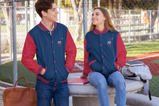 Signature Varsity Jacket - Navy Blue And Red