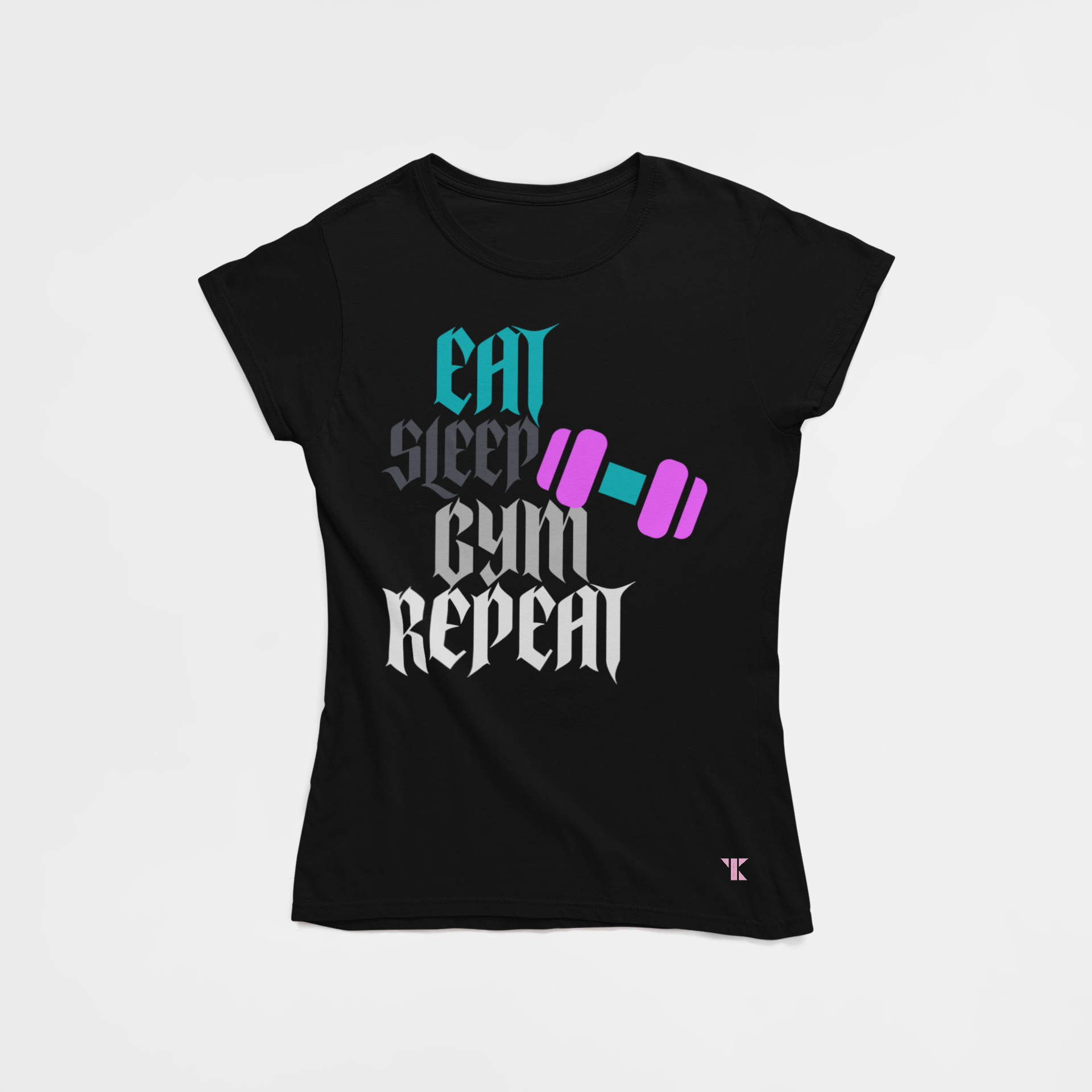 Eat Sleep Gym Repeat Black T-Shirt For Women | Tarun Kapoor Collection