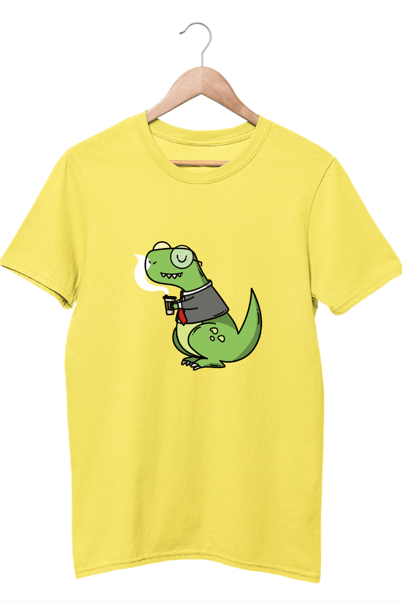 Crocodile With Coffee Lemon Yellow T-Shirt - ATOM