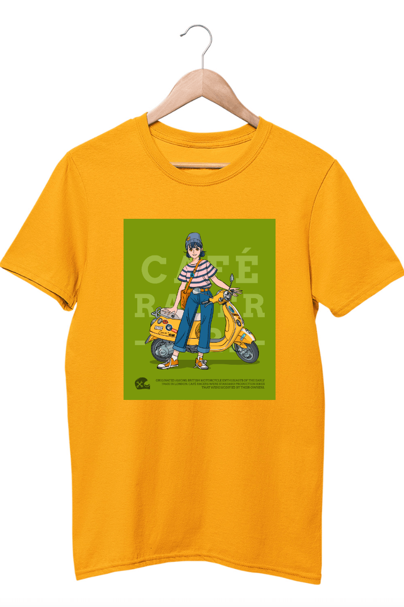 Cafe Racer Anime Mustard Yellow T-Shirt - ATOM