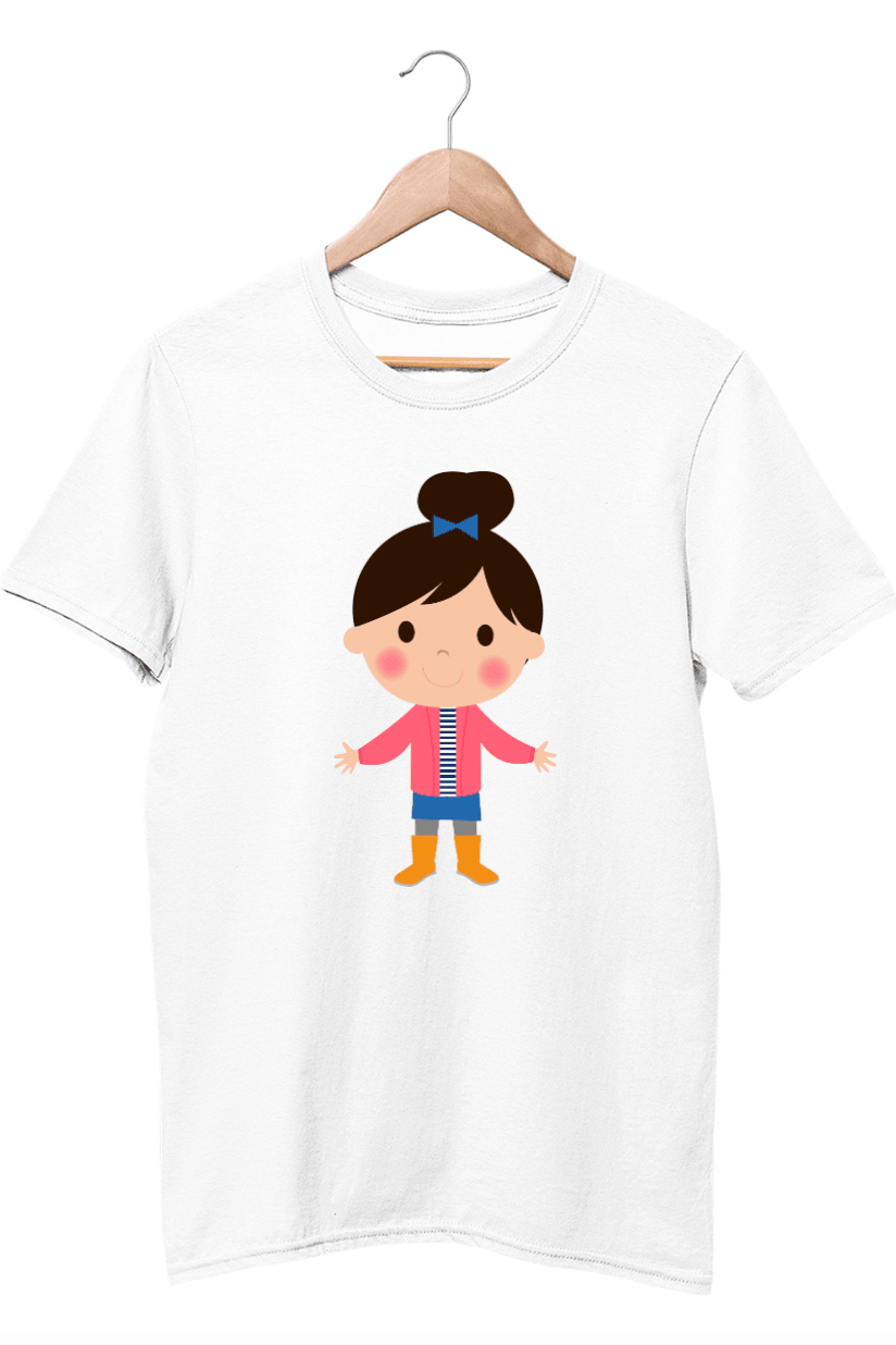 Kids Figures Pink Jacket Girl White T-Shirt - ATOM