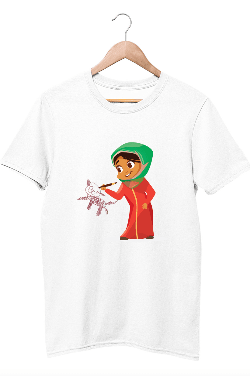 Kids Figures Girl Drawing White T-Shirt - ATOM