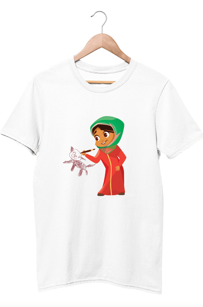 Kids Figures Girl Drawing White T-Shirt - ATOM