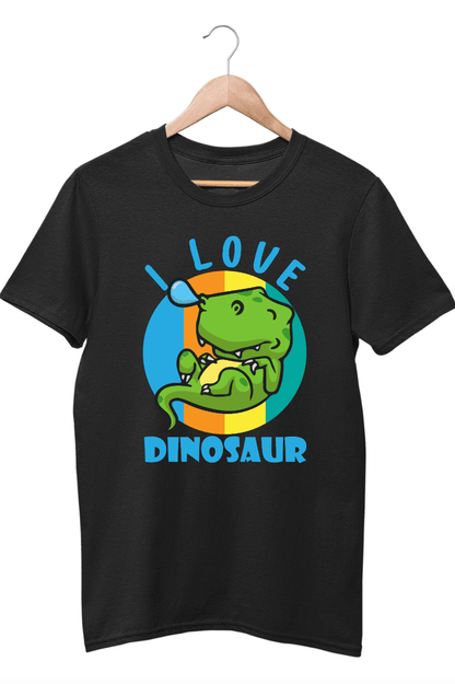 I Love Dinosaur Black T-Shirt For Boys - ATOM