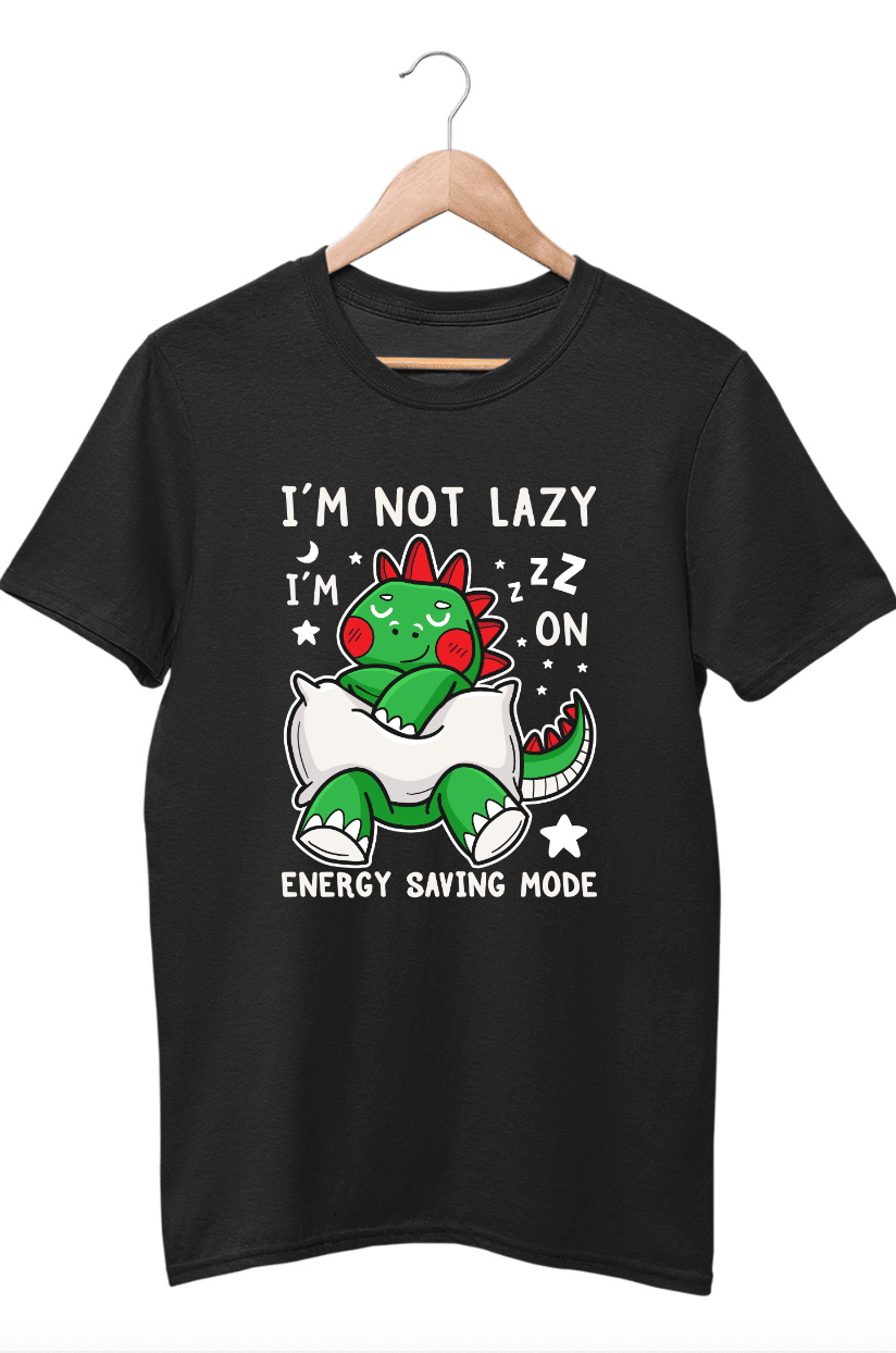 I Am Not Lazy Black T-Shirt For Boys - ATOM