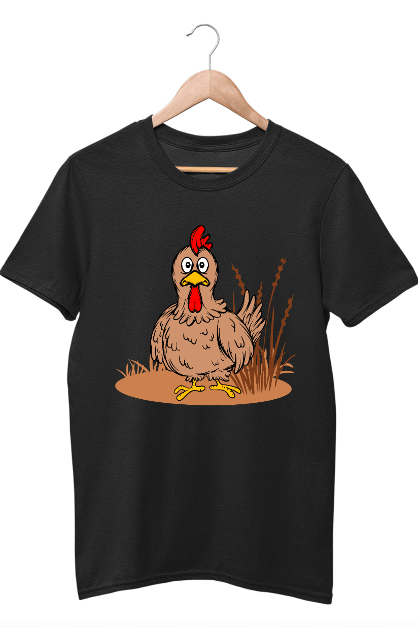 Chicken Black T-Shirt For Boys - ATOM
