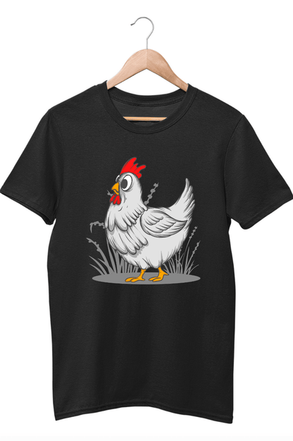 Grey Chicken Black T-Shirt For Boys - ATOM