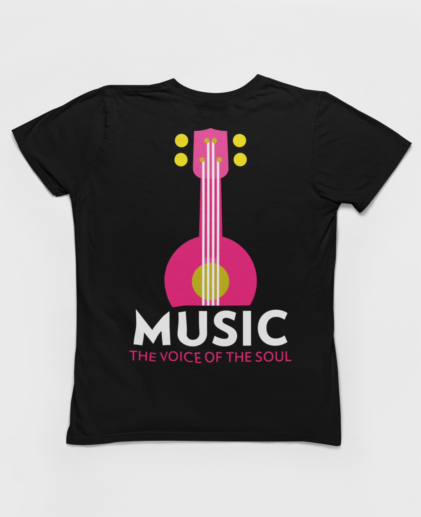 Music The Voice Of The Soul Back Graphic Black T-Shirt For Women