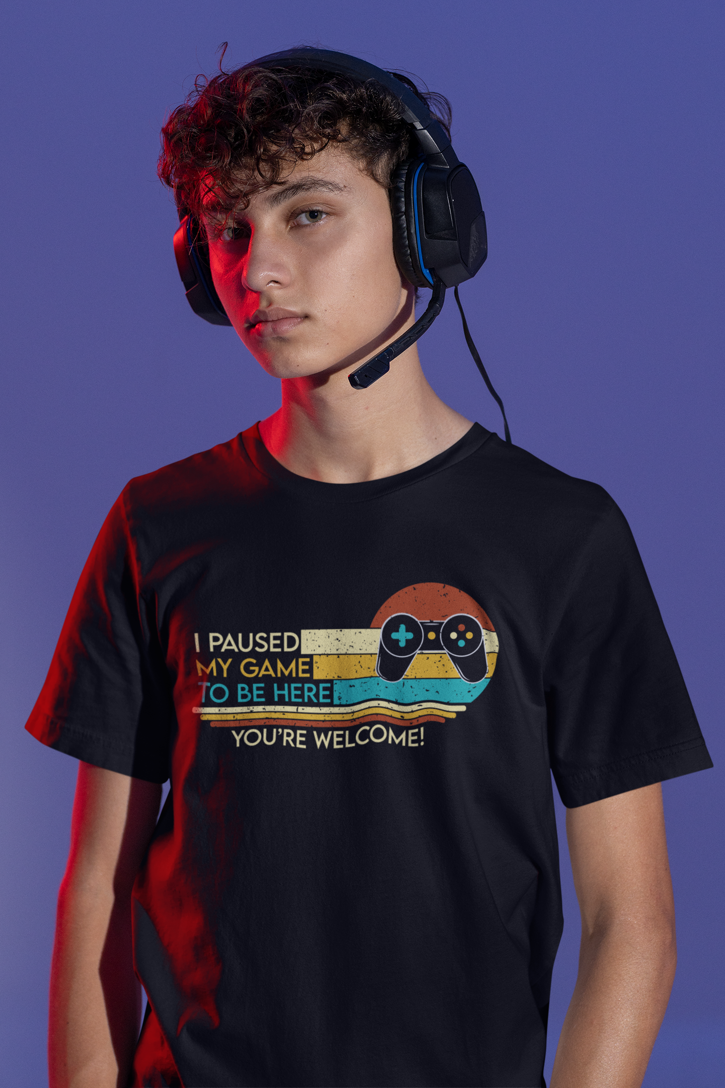 I Paused My Game To Be Here Black Round Neck T-Shirt for Men