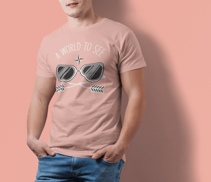 A World To See Peach T-Shirt For Men - ATOM