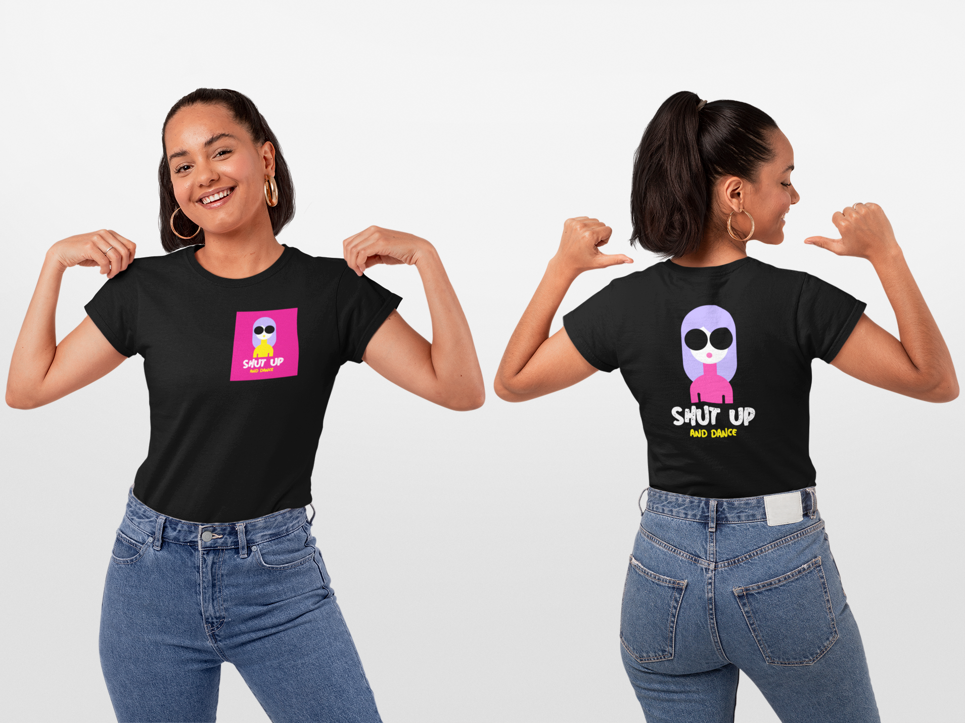 Shut Up And Dance Black Round Neck T-Shirt for Women. 