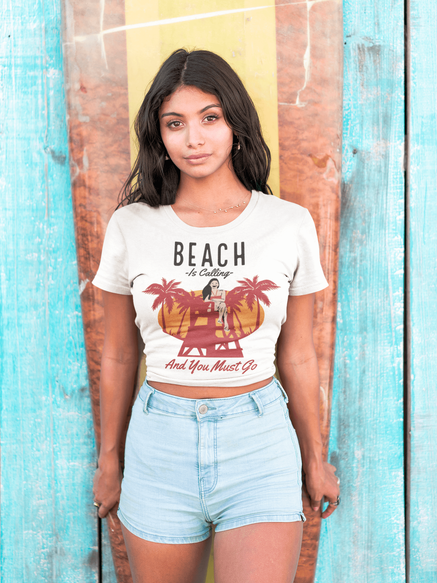 Beach Is Calling White Crop Top For Women - ATOM