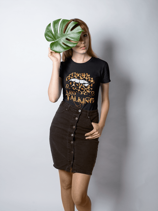 Leo Talking Black T-Shirt For Women - ATOM