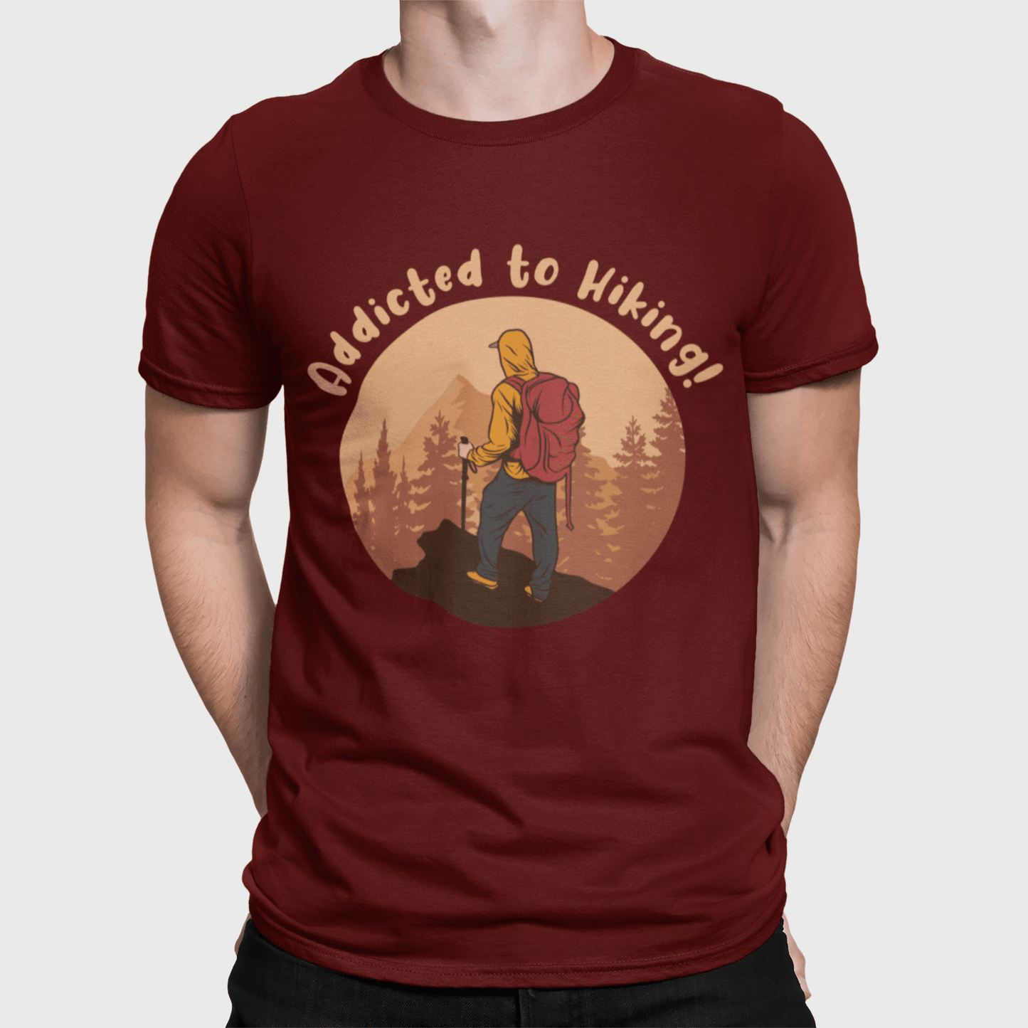 Addicted To Hiking Two Marron T-Shirt For Men - ATOM