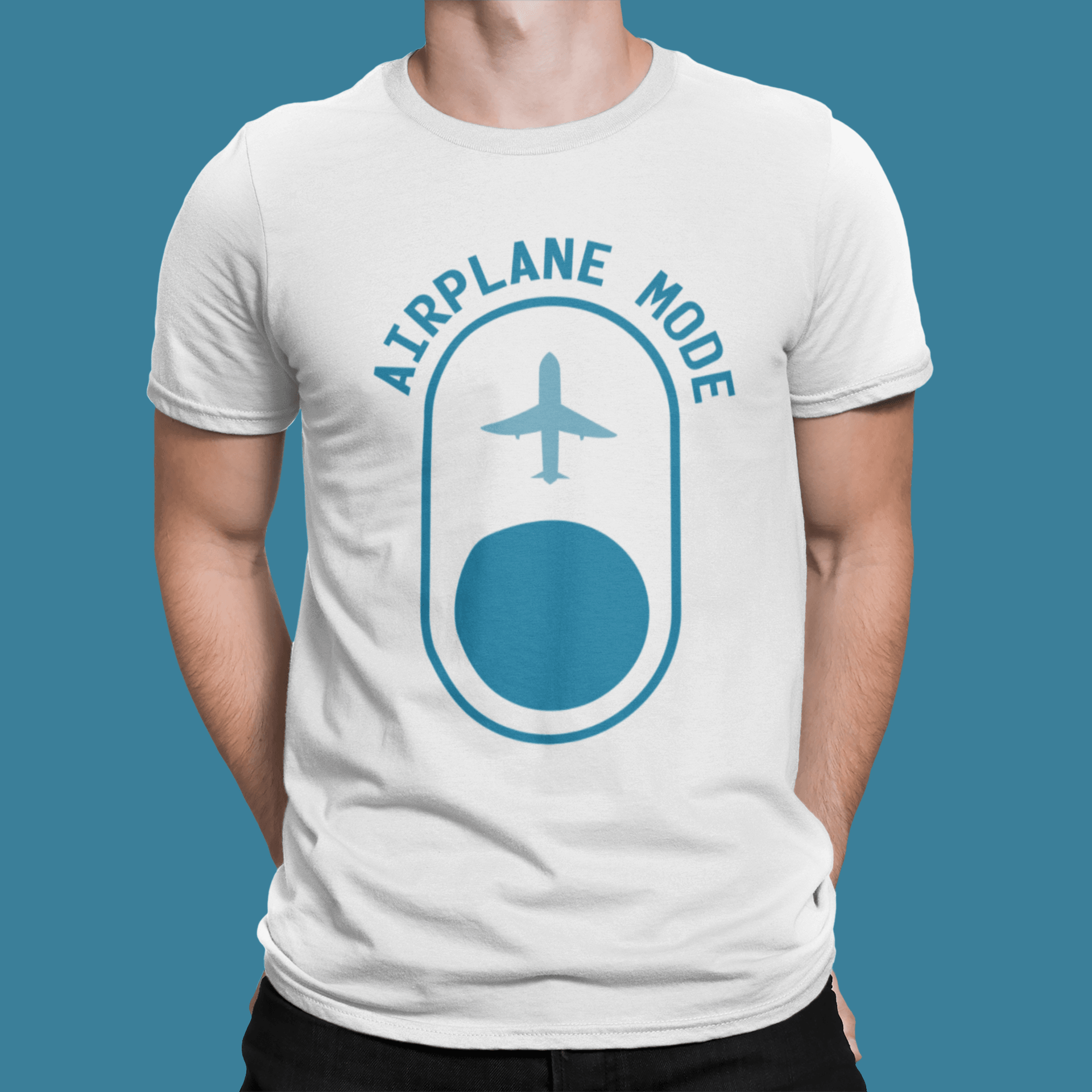 Airplane Mode White T-Shirt For Men - ATOM