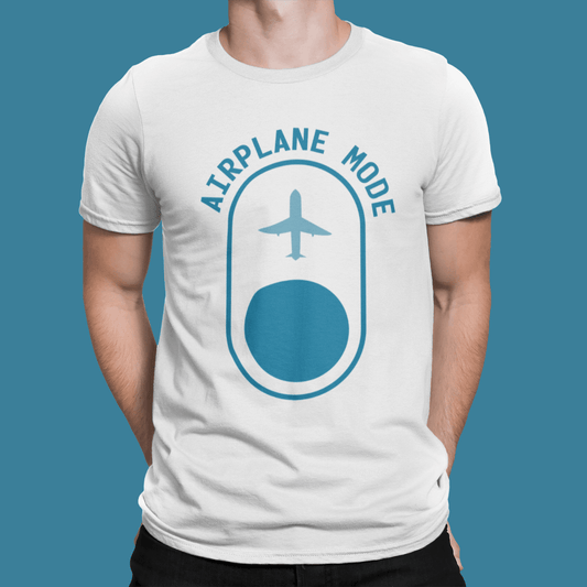 Airplane Mode White T-Shirt For Men - ATOM