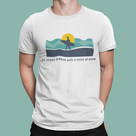 An Ocean Breeze Puts Mind At Ease White T-Shirt For Men - ATOM