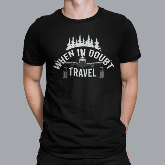 When In Doubt Travel Black T-Shirt For Men - ATOM