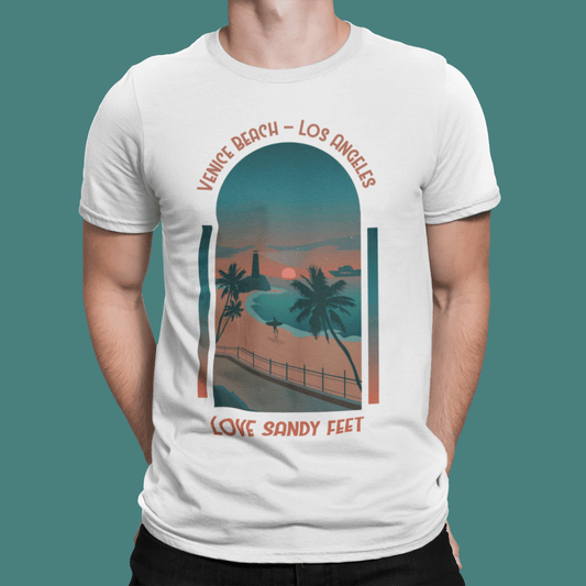 Venice Beach - Los-Angeles White T-Shirt For Men - ATOM