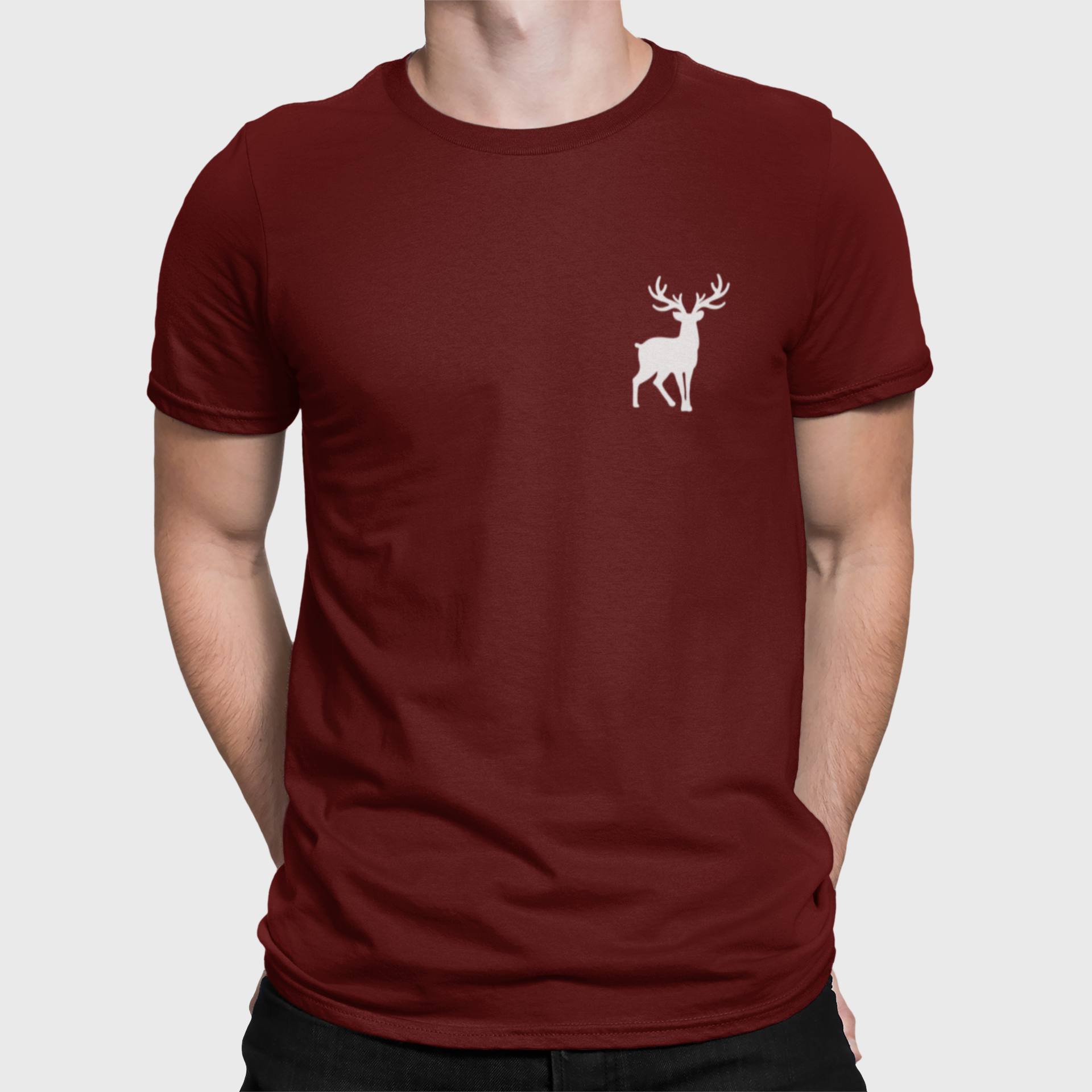 ATOM Basic Maroon Round Neck T-Shirt for Men.
