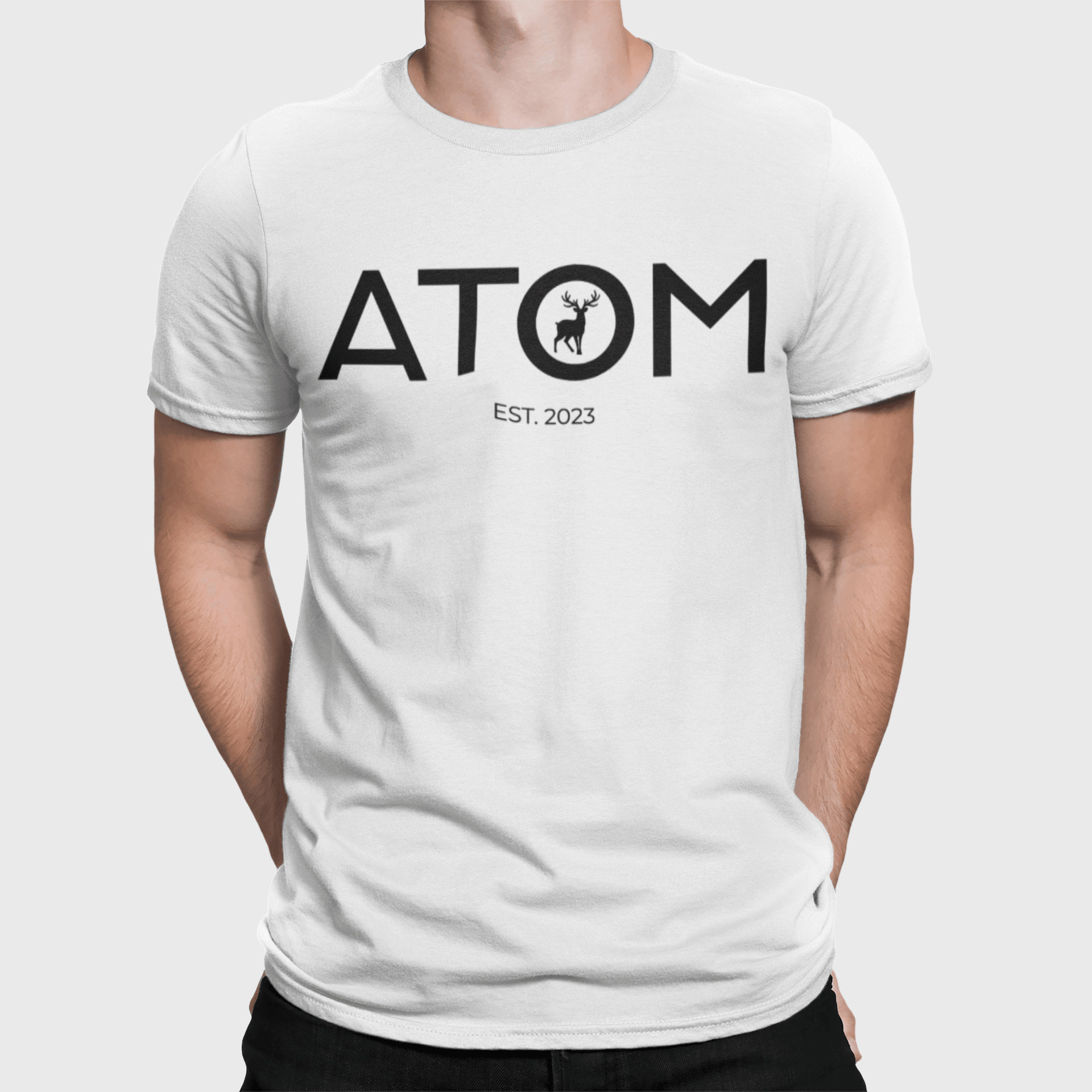ATOM Signature Flat Icon White T-Shirt For Men - ATOM