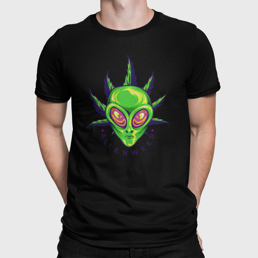 Green Leafy Alien Round Neck T-Shirt for Men.