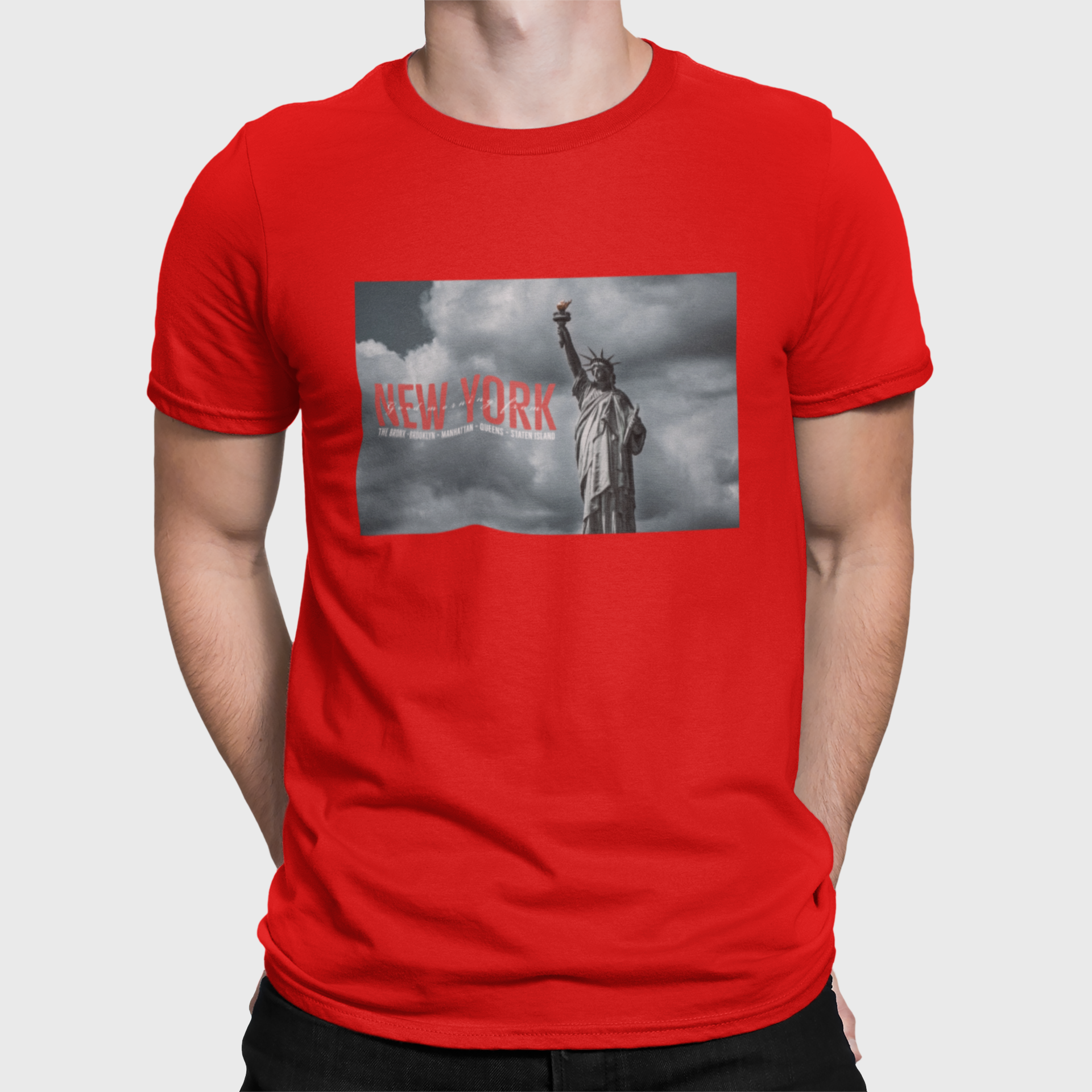 New York Red Round Neck T-Shirt for Men. 