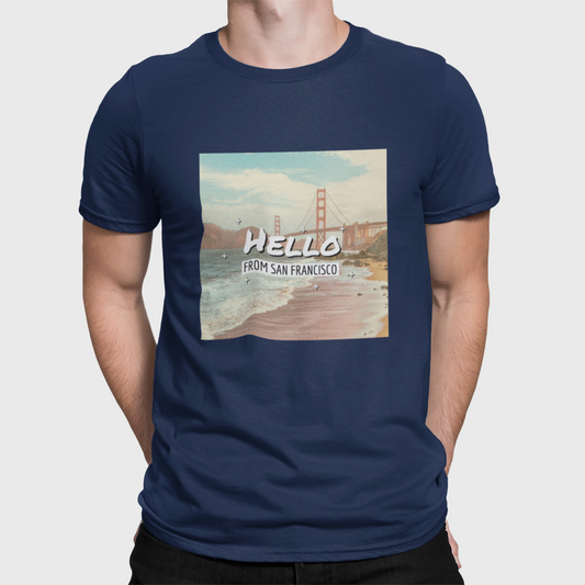 San Francisco Navy Blue Round Neck T-Shirt for Men. 