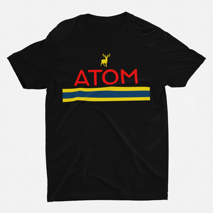 ATOM Signature Stripe Black Round Neck T-Shirt for Men.